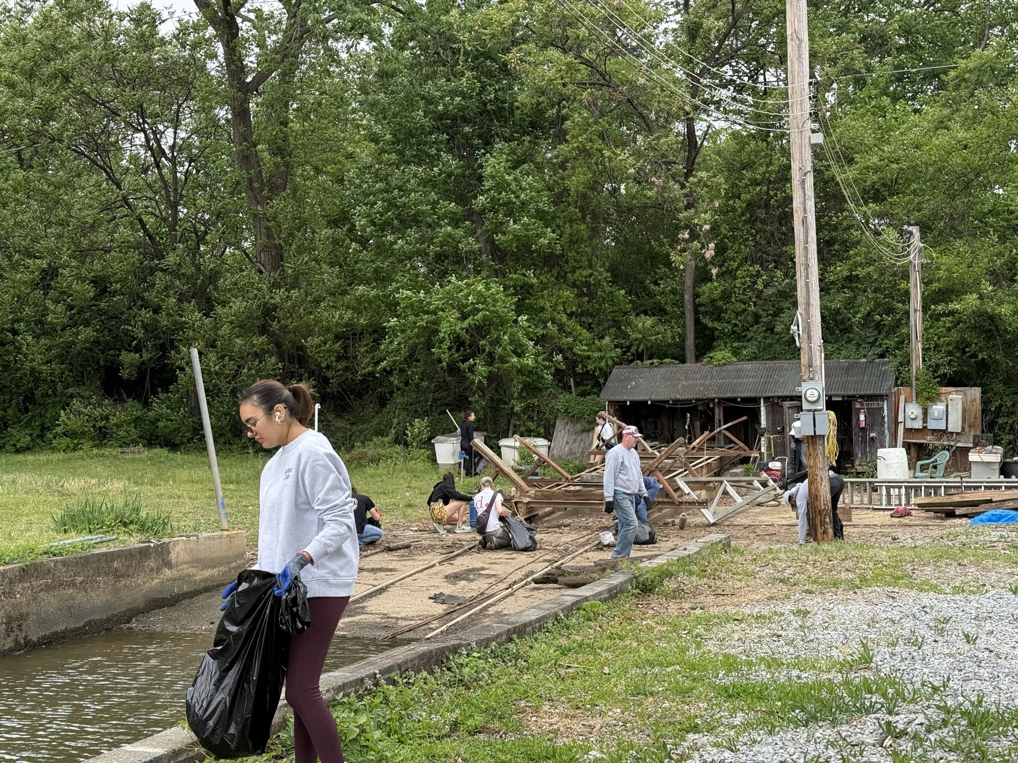 Volunteers at work around the marine railway