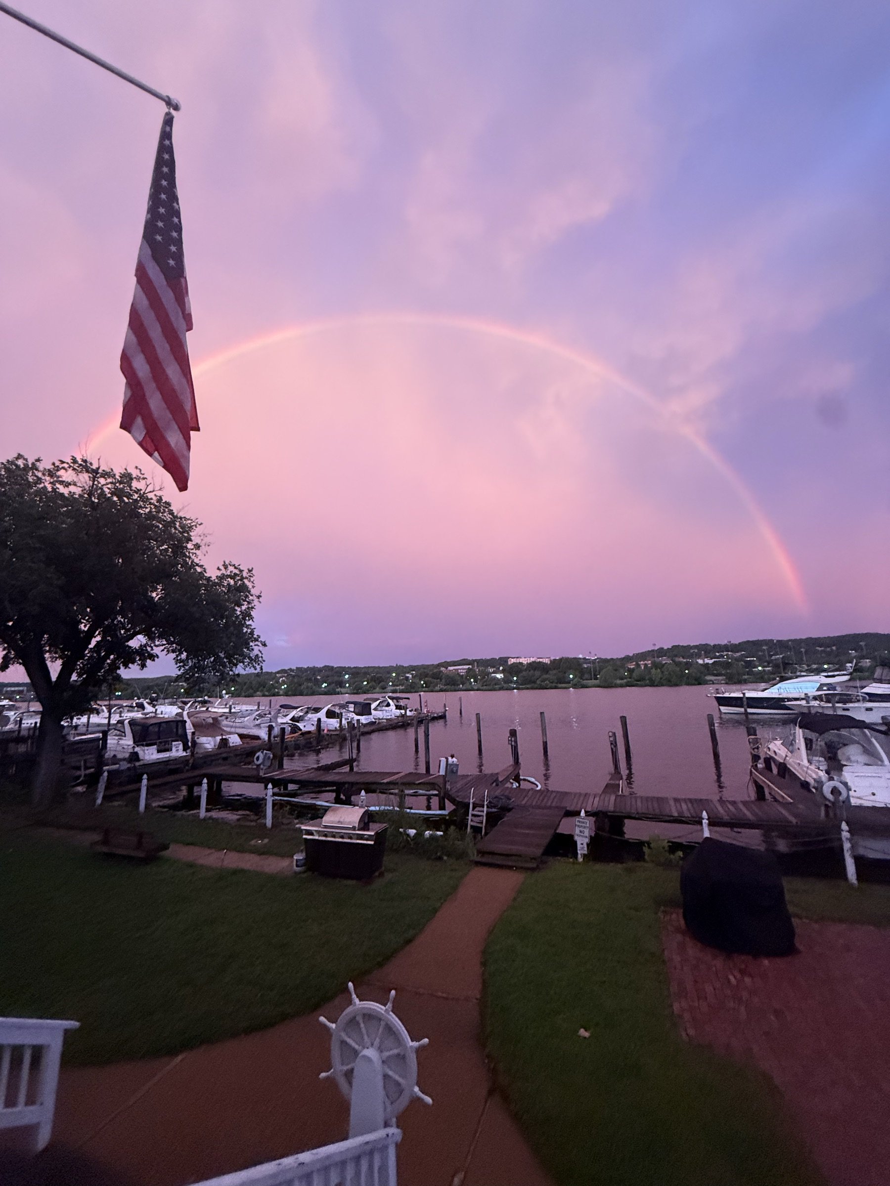Sunset over the Eastern Power Boat Club marina